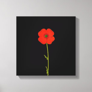 Fleur de pavot rouge unique sur toile
