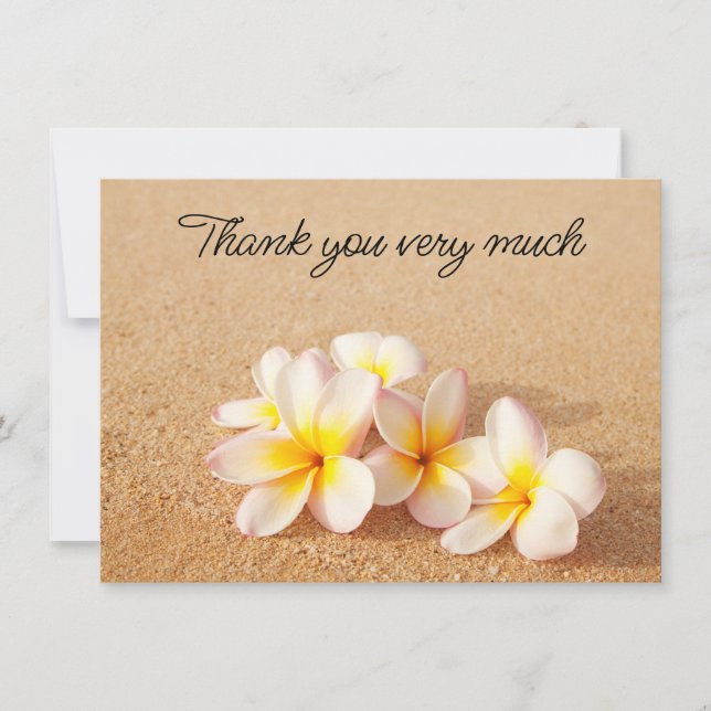 Fleur de Plumeria sur carte de remerciements de sa (Devant)