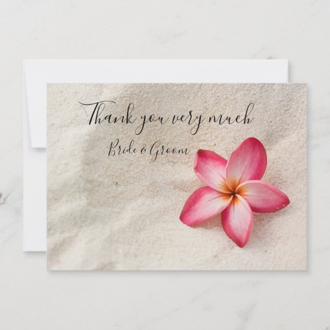 Fleur de Plumeria sur carte de remerciements de sa (Devant)