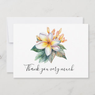 Fleur de Plumeria sur carte de remerciements de sa