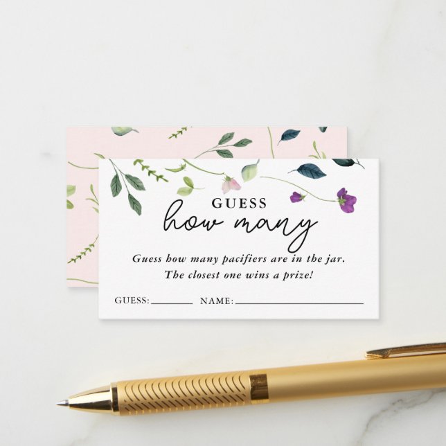 Fleur de pois doux | Cartes de jeu de Baby shower (Devant/Arrière en situation)