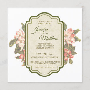 Fleur de pommier vintage   Faire-part de mariage