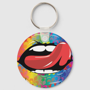 Fleur De Rainbow Licking Lips Keychain