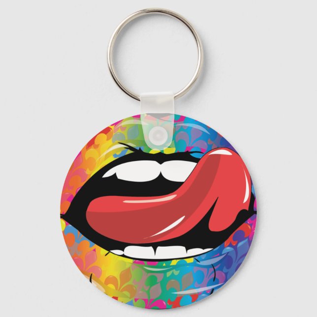 Fleur De Rainbow Licking Lips Keychain (Front)