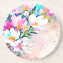 Fleur de rayonnement Dessous de verre de grès flor