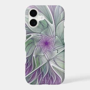 Fleur de rêve, art fractal abstrait violet vert