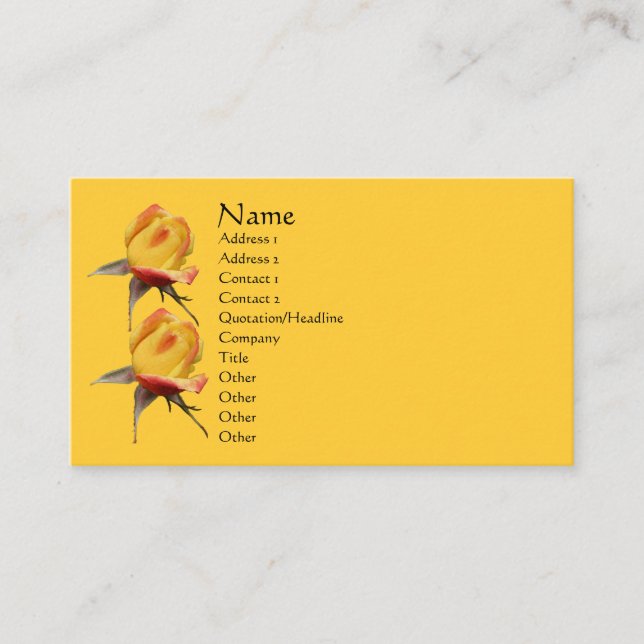 Fleur de rose jaune Carte de visite naturel (Devant)