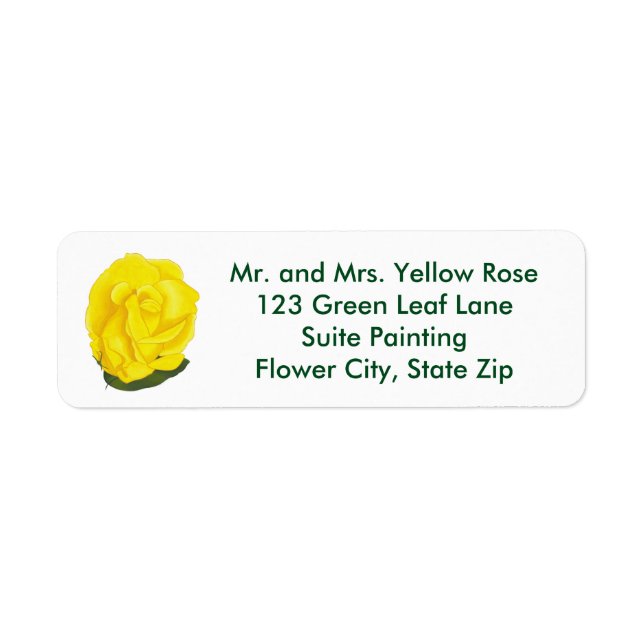 Fleur de rose jaune Étiquettes de adresse (Devant)