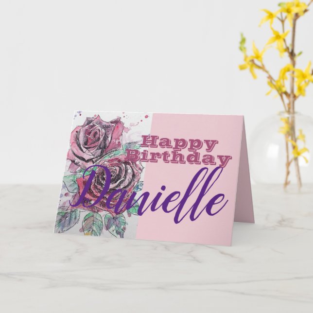 Fleur de rose rouge Bonne carte d'anniversaire des (Fleur jaune)