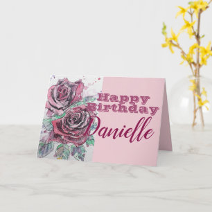 Fleur de rose rouge Bonne carte d'anniversaire des