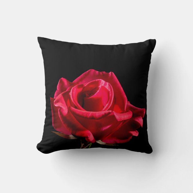 Fleur de rose rouge Coussin de fleurs florales (Recto)