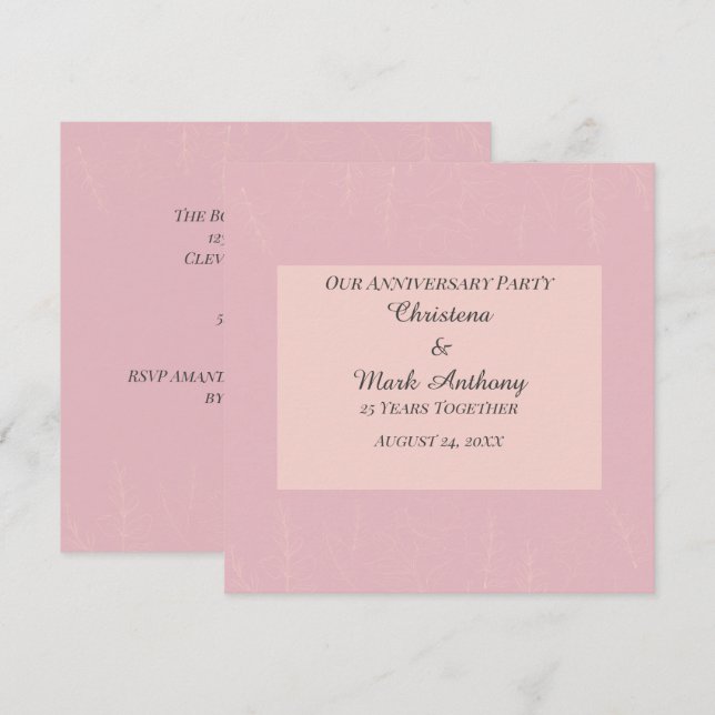 Fleur de Satin Wedding Anniversary Invitation (Front/Back)