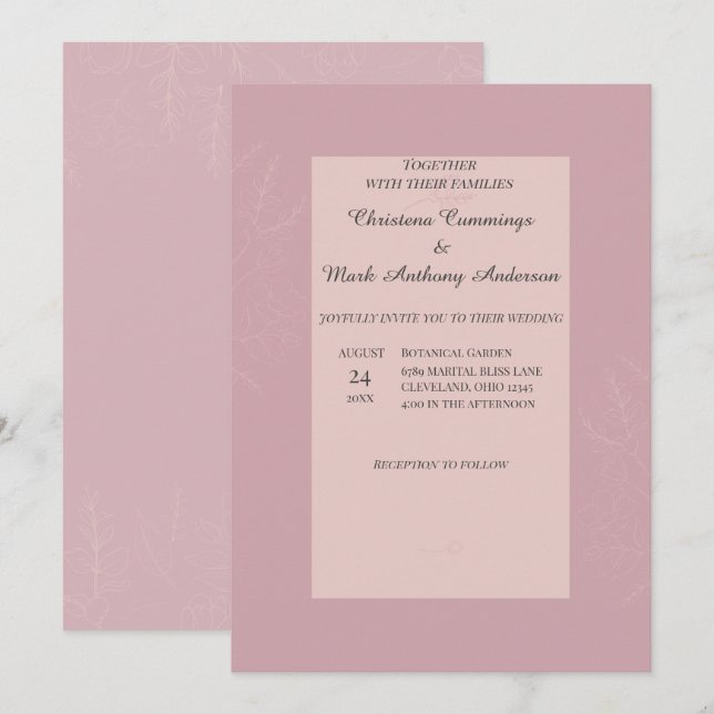 Fleur de Satin Wedding Invitation (Front/Back)