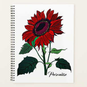 Fleur de tournesol rouge Motif mûre Livre blanc