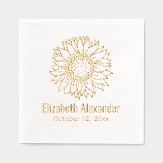 Fleur de tournesol simple et élégante #4 Nom Date (Recto)