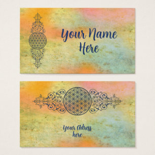 Fleur de vie - Ornements Vintages or bleu