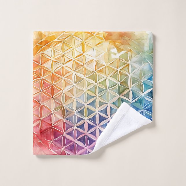 Fleur de vie - Peinture aquarelle (Gant de toilette)