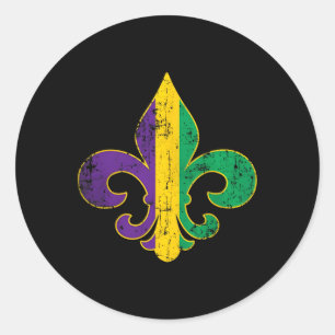 Fleur Delis Mardi Gras Symbol Louisiana Carnival N Classic Round Sticker