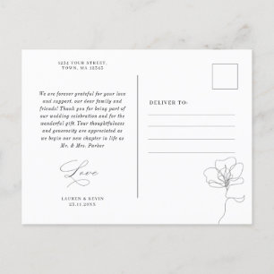 Fleur dessinée à la main illustrée merci carte pos