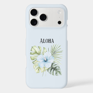 Fleur d'Hibiscus Tropical Bleu Feuilles Aloha