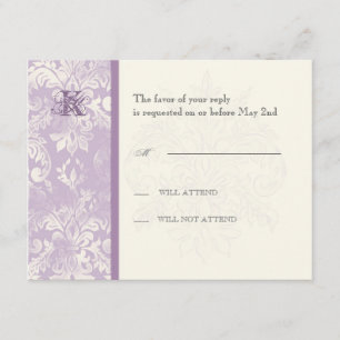 Fleur di Lys Damask - Carte de réponse Lilac