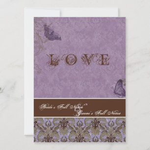 Fleur di Lys Damask - Dk Purple Faire-part de mari