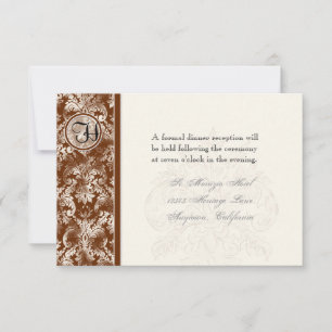 Fleur di Lys Damask - Invitation Réception Brown