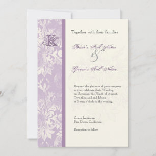 Fleur di Lys Damask - Lilac Wedding Invitation