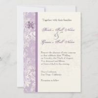 Fleur di Lys Damask - Lilac Wedding Invitation