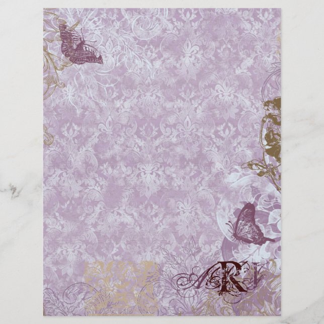 Fleur di Lys Damask - Monogrammed Scrapbook pages (Front)