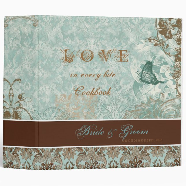 Fleur di Lys Damask - New Bride's Cookbook Binder (Front/Spine)