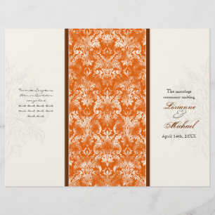 Fleur di Lys Damask Orange Formal Wedding Program