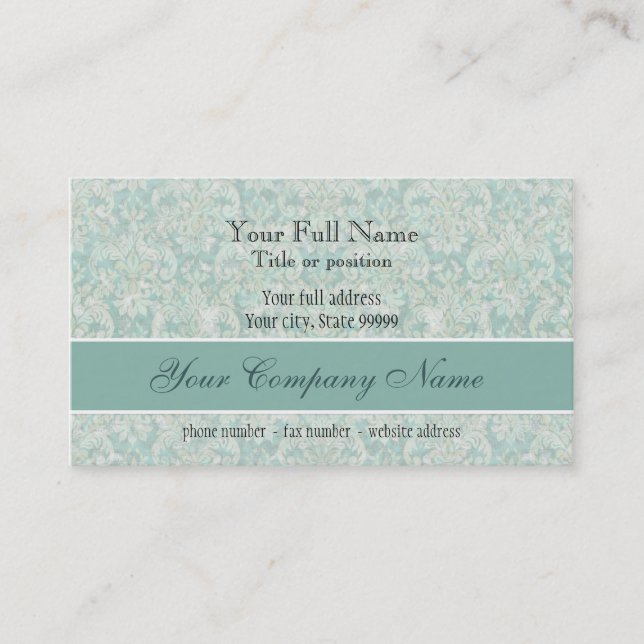 Fleur di Lys Damask Slate Blue Business Cards (Front)