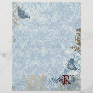 Fleur di Lys Damask vs 2 - Monogrammed Stationery