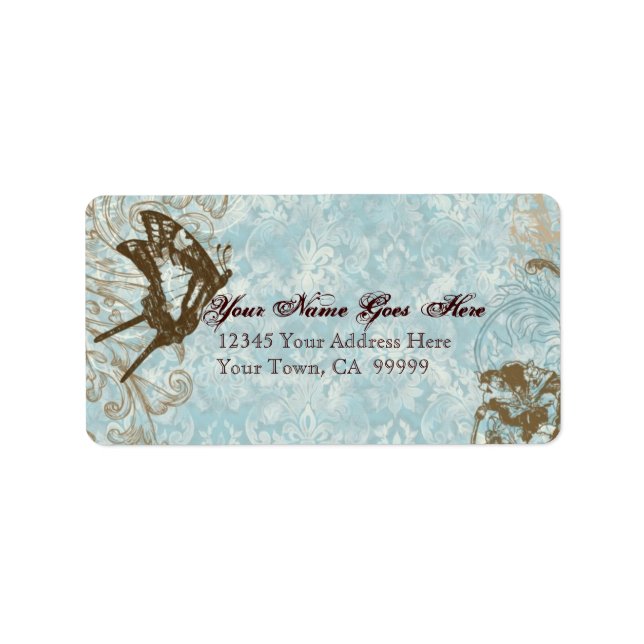 Fleur di Lys Damask Wedding Mailing Shipping Label (Front)