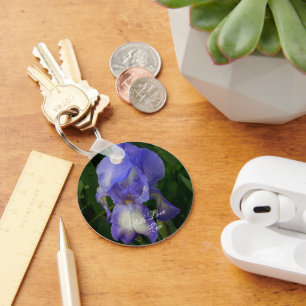 Fleur d'Iris Bleue en Macro Art : Porte-clés en Ac