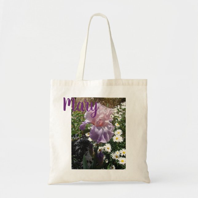 Fleur d'Iris Sac fourre-tout photo fleuri et mauve (Devant)