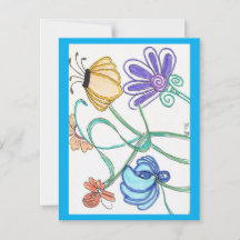 Fleur Doodle - Carte blanche