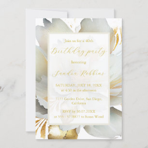 Fleur d'or romantique Invitation Anniversaire