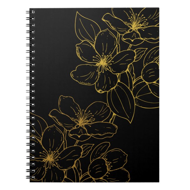 Fleur d'or sur Noir Livre & Journaux (Devant)