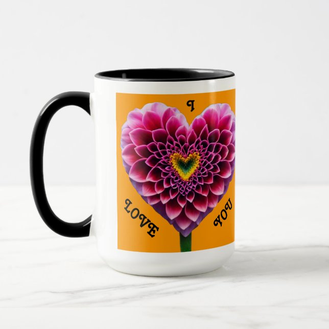 Fleur en forme de coeur "Je t'aime" Mug (Gauche)