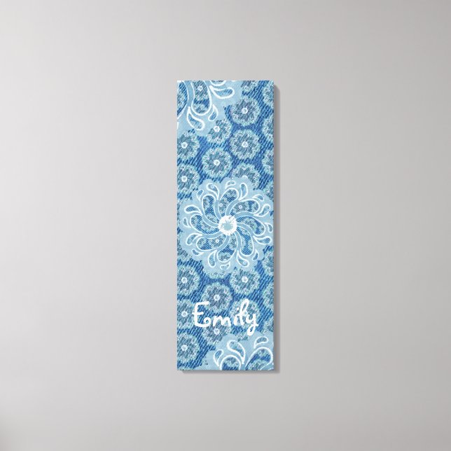 Fleur et denim triptyque (3 pièces) toile bleue (Recto)