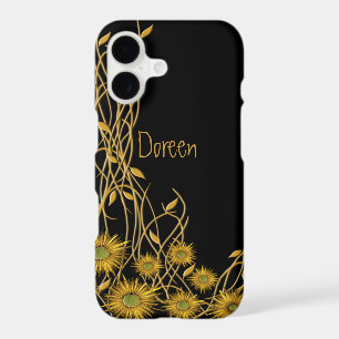Fleur et Vigne Grunge Jaune Doré