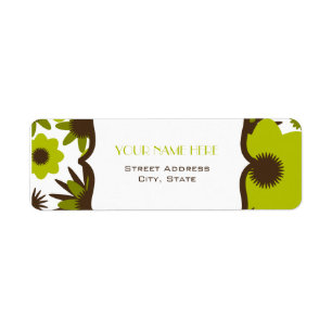 Fleur Étiquette de adresse - Fleurs Vert Rétro
