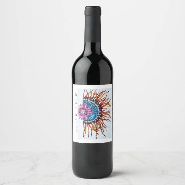Fleur étiquette de vin, soleil (Devant)