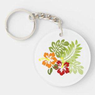Fleur Feuilles tropicaux Hibiscus Hawaii Rouge Ora