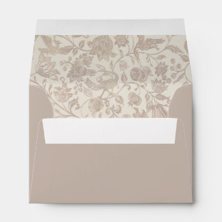Fleur Floral Brown Beige Adresse Enveloppe