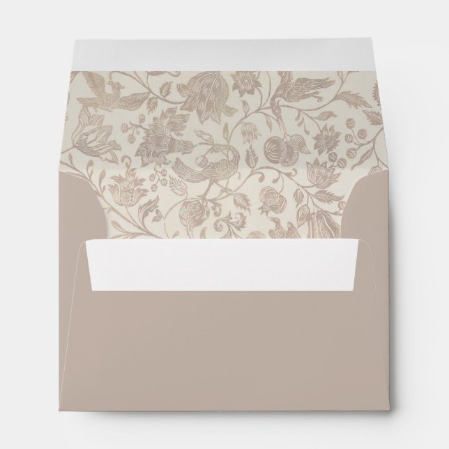 Fleur Floral Brown Beige Adresse Enveloppe (Dos (Bas))