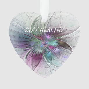 Fleur Florale Abstraite Colorée Art Fractal Texte