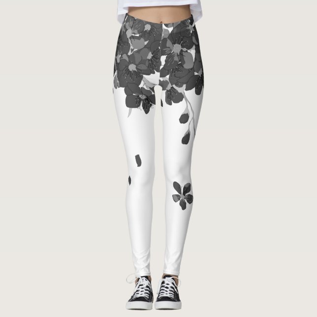 fleur florale de chêne noire leggings de sakura (Devant)